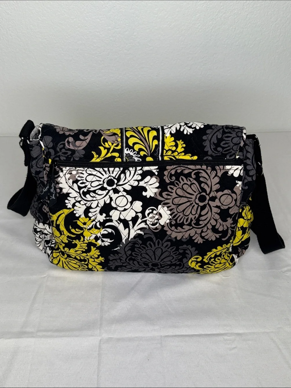 Vera Bradley Retired Baroque Print Black and Yellow Floral Crossbody Diaper Bag